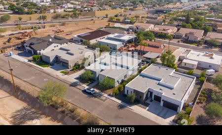 Une vue aérienne de maisons nouvellement finies à Phoenix, Arizona Banque D'Images