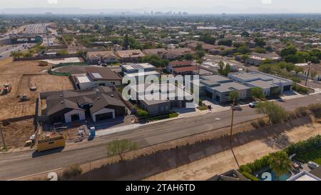 Une vue aérienne de maisons nouvellement finies à Phoenix, Arizona Banque D'Images