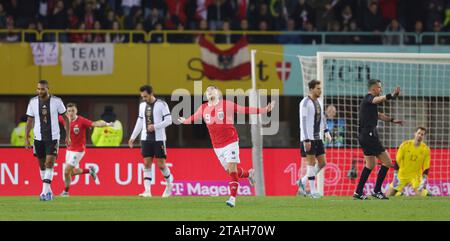 Firo : 21 novembre 2023, football, football : équipe nationale DFB, match international hommes, hommes, test match, match amical, AUT, Autriche - GER, Allemagne jubilation pour 1-0 pour l'Autriche, Marcel SABITZER Banque D'Images