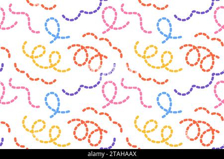 Motif naïf sans couture pointillé squiggle avec des lignes ondulées de couleur vive sur un fond clair. Fond de dessin de style squiggle abstrait créatif Illustration de Vecteur