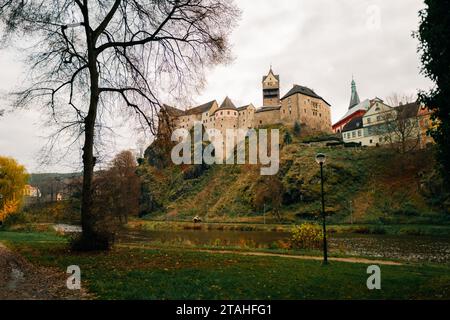 Vue panoramique sur le château de Loket, Loket, République tchèque Banque D'Images