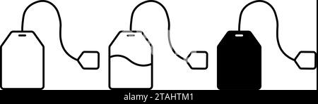 Ensemble icônes de sachets de thé design simple Illustration de Vecteur