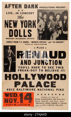 New York Dolls, feat David Johansen, Sylvain et Johnny Thunders - 1973 - Hollywood Palace, Baltimore Banque D'Images