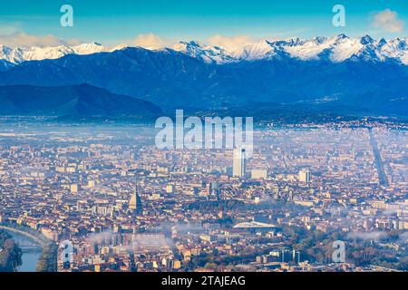 Vue aérienne de la ville de Turin (Italie) Banque D'Images