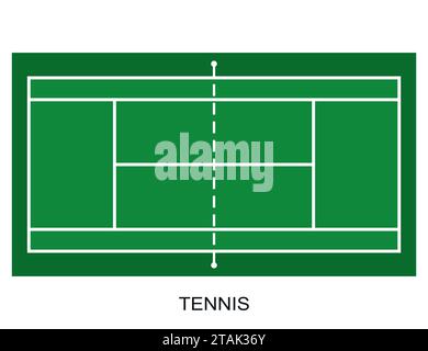 Court de tennis. Champ isolé sur fond blanc. Illustration de Vecteur