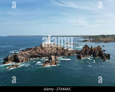 La Corbière, Jersey, drone phare, aérien Banque D'Images