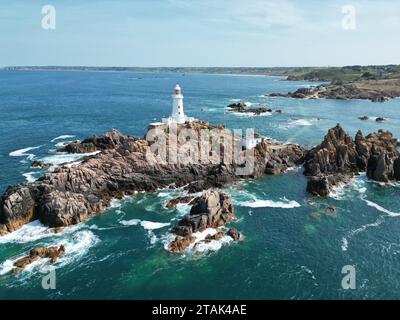 La Corbière, Jersey, drone phare, aérien Banque D'Images