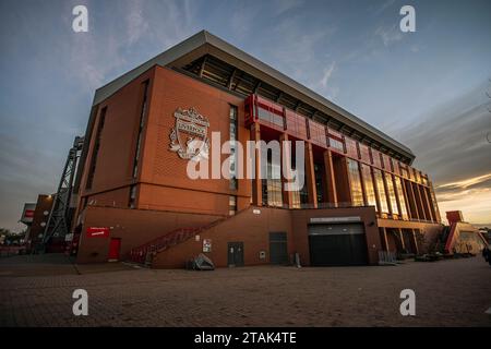 Le stade Anfield à Liverpool Banque D'Images