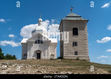 Chapelle de St. Sebastian au sommet de la colline Sainte à Mikulov, Moravie du Sud, République tchèque Banque D'Images