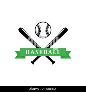 Emblème sportif de baseball ou insignes avec battes croisées Illustration de Vecteur