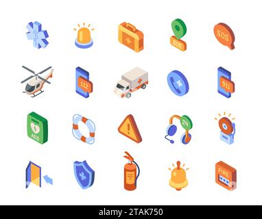 Vector Set d'icônes colorées d'urgence Illustration de Vecteur
