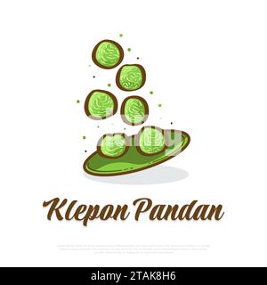 Klepon Pandan, cuisine traditionnelle indonésienne ou snacks. Illustration vectorielle dessinée à la main Illustration de Vecteur