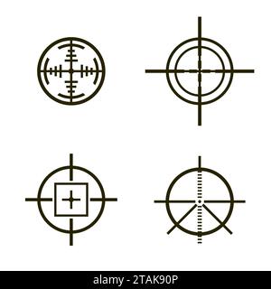 Ensemble de différentes icônes plates de signe Crosshair solées sur fond blanc. Illustration vectorielle. Illustration de Vecteur