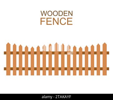 Clôture en bois isolée sur fond blanc. Illustration vectorielle de clôture de ferme. Panneaux de clôture construction de silhouette en bois dans le style plat Illustration de Vecteur