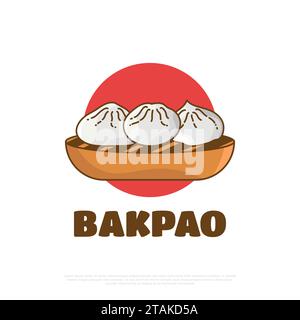 Bakpao ou Baozi, cuisine traditionnelle asiatique. Illustration vectorielle de petits pains asiatiques cuits à la vapeur Illustration de Vecteur