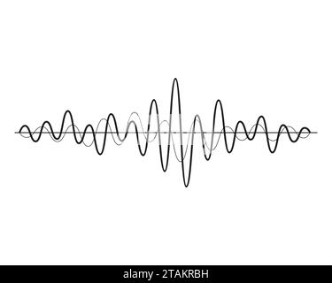 Ondes sonores de musique noire isolées sur fond blanc. Technologie d'égaliseur audio, musique pulsée. Illustration vectorielle Illustration de Vecteur