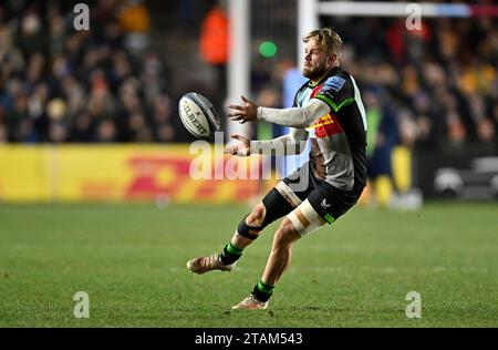 Twickenham, Royaume-Uni. 01 décembre 2023. Premier championnat Rugby. Harlequins V sale Sharks. Le Stoop. Twickenham. Tyrone Green (Harlequins) lors du match de rugby Harlequins V sale Sharks Gallagher Premiership. Crédit : Sport in Pictures/Alamy Live News Banque D'Images