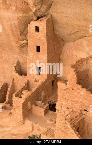 Square Tower House, Mesa Verde National Park, Colorado Banque D'Images