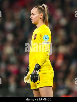 La gardienne de but des pays-Bas Daphne van Domselaar lors du match Angleterre femmes contre pays-Bas UEFA Women's Nations League A au stade de Wembley, Londres, Angleterre, Royaume-Uni le 1 décembre 2023 Credit : Every second Media/Alamy Live News Banque D'Images