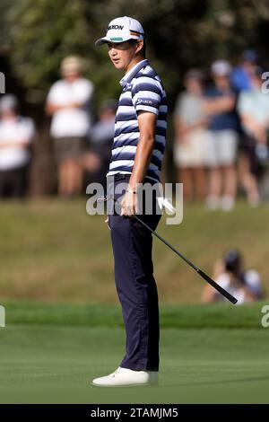 Sydney, Australie, 30 novembre 2023. Rikuya Hoshino putts lors de la 1e manche de l'Open de golf australien au Lakes Golf Club le 30 novembre 2023 à Sydney, en Australie. Crédit : Damian Briggs/Speed Media/Alamy Live News Banque D'Images