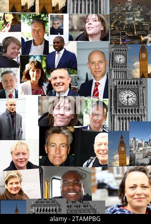 Parti travailliste peuple Royaume-Uni Keir Starmer, Rachel Reeves, Sadiq Khan, David Lammy, Jess Phillips, Yvette Cooper, Stephen Kinnock, Barry Gardiner, Johnathan Ashworth, Angela Eagle, Ben Bradshaw, Alan Johnson, Emily Tornbury, Catherine Mackinnell. Parlement. Big Ben. Westminster. Banque D'Images