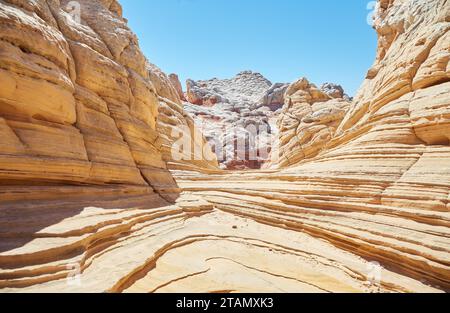 L'extraordinaire White Pocket dans le nord de l'Arizona est l'une des merveilles géologiques les plus uniques au monde Banque D'Images
