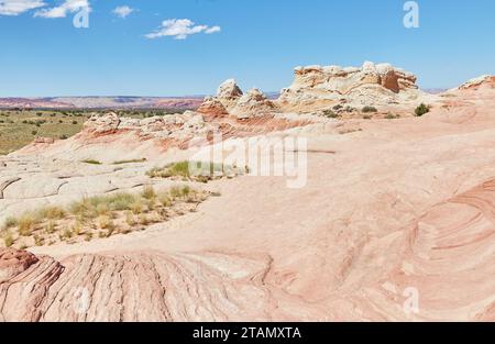 L'extraordinaire White Pocket dans le nord de l'Arizona est l'une des merveilles géologiques les plus uniques au monde Banque D'Images