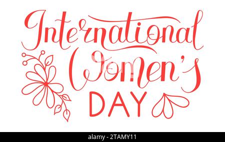 Lettrage à la main pour la Journée internationale de la femme. Illustration de Vecteur