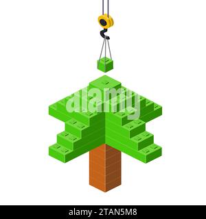 Concept de croissance des arbres de Noël. Vecteur Illustration de Vecteur