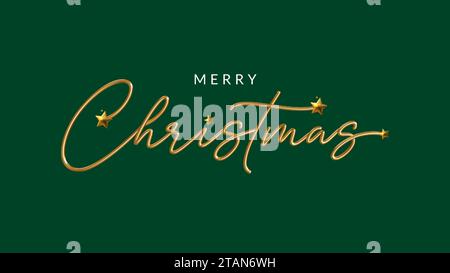 joyeux Noël cartes de voeux calligraphie écrite en feuille d'or Illustration de Vecteur