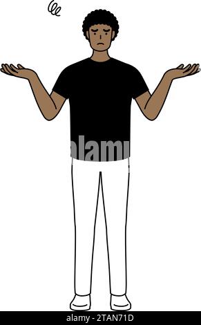 Homme afro-américain avec les mains tendues en détresse, Vector Illustration Illustration de Vecteur