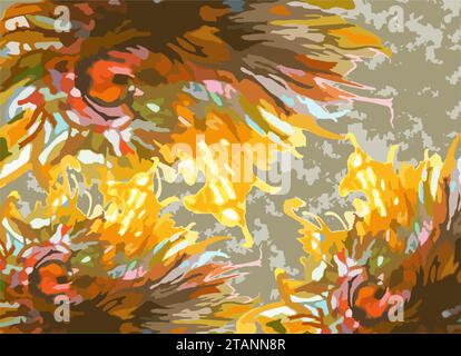 Motifs floraux dessinés à la main lumineux pour les arrière-plans ou les textures. Fond texturé coloré pour les concepts d'affaires, couvertures, impressions, mode, affiches Banque D'Images