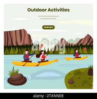Modèle de conception de bannière Web de vecteur d'activités de plein air Illustration de Vecteur