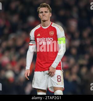 Londres, Royaume-Uni. 29 nov. 2023 - Arsenal v RC Lens - Ligue des Champions - Emirates Stadium. Martin Odegaard d'Arsenal lors du match de Ligue des Champions contre Lens. Crédit photo : Mark pain / Alamy Live News Banque D'Images