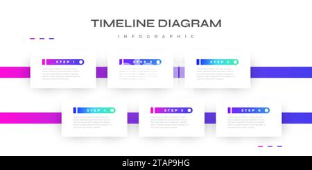 Modèle de conception infographique moderne et coloré avec 6 options, étapes ou processus pour les présentations d'affaires. Conception de la présentation du diagramme chronologique Illustration de Vecteur