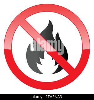 Pas de symbole d'icône de signe de vecteur de feu, pas d'icône de signe de flamme Illustration de Vecteur