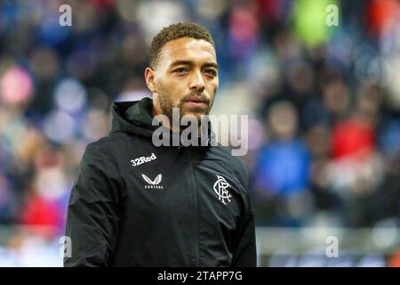 CYRIEL DESSERS, footballeur professionnel, joue actuellement pour le Rangers FC, basé à Ibrox Stadium, Glasgow, Écosse, Royaume-Uni. Banque D'Images