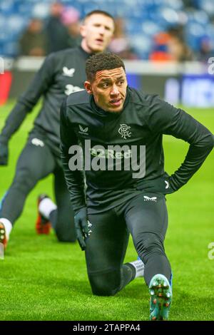 JAMES TAVERNIER, footballeur professionnel, joue actuellement pour le Rangers FC, basé à Ibrox Stadium, Glasgow, Écosse, Royaume-Uni. capitaine des rangers Banque D'Images