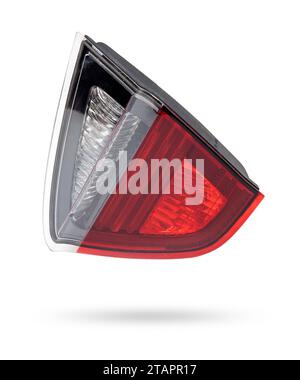 Une paire de phares d'un signal d'arrêt pour un équipement auto-optique allemand de couleur blanche et rouge sur fond blanc isolé. Une pièce de rechange pour Banque D'Images