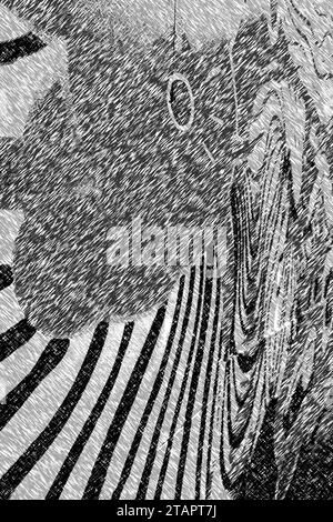 Texture noire et blanche vide avec motif monochrome et esquisse Banque D'Images