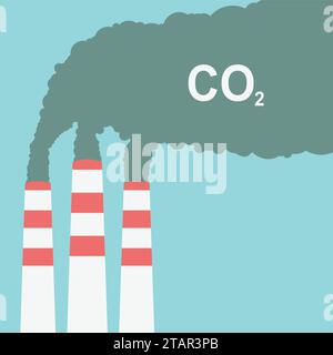 Usine ou centrale électrique émettant de la fumée. Concept d'usine fumante dans le style Flat. Illustration vectorielle. Illustration de Vecteur