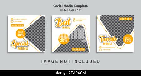 Bannière de menu alimentaire publication sur les médias sociaux. Modèle de médias sociaux modifiable pour la promotion dans le menu Food. Conception de mise en page pour le marketing sur les médias sociaux. Illustration de Vecteur