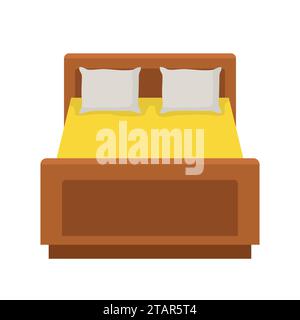 Lit double avec un oreiller et drap isolé sur fond blanc. Illustration vectorielle Illustration de Vecteur
