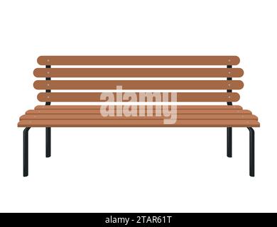 Banc en bois isolé sur fond blanc. Park brown vector banc dans un style plat Illustration de Vecteur