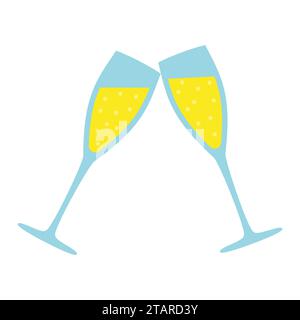 Verre à champagne isolé sur fond blanc. Illustration vectorielle de mariage Illustration de Vecteur