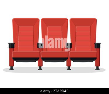 Siège confortable rouge cinéma pour regarder des films isolé sur fond blanc. Fauteuils confortables rouges film et illustration vectorielle de film Illustration de Vecteur