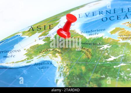 Alaska Range PIN sur la carte d'Amérique Banque D'Images