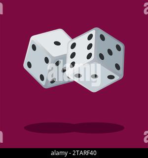 Deux dés blancs isolés sur fond avec ombre. Jeu de dés. Illustration vectorielle de cubes blancs Illustration de Vecteur