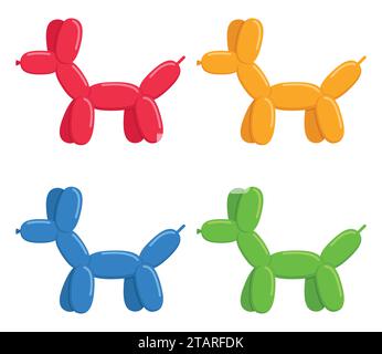 Ballon chiens ensemble isolé sur fond blanc. Jouets mignons animaux bulles chiens dans un style plat. Illustration vectorielle Illustration de Vecteur