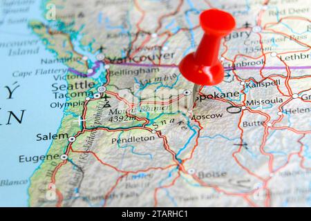 Moscow, Idaho PIN sur la carte Banque D'Images